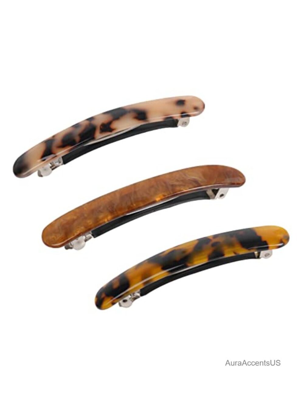 3 Pcs Vintage Hair Barrettes Clips for Women French Tortoise Shell Clasps